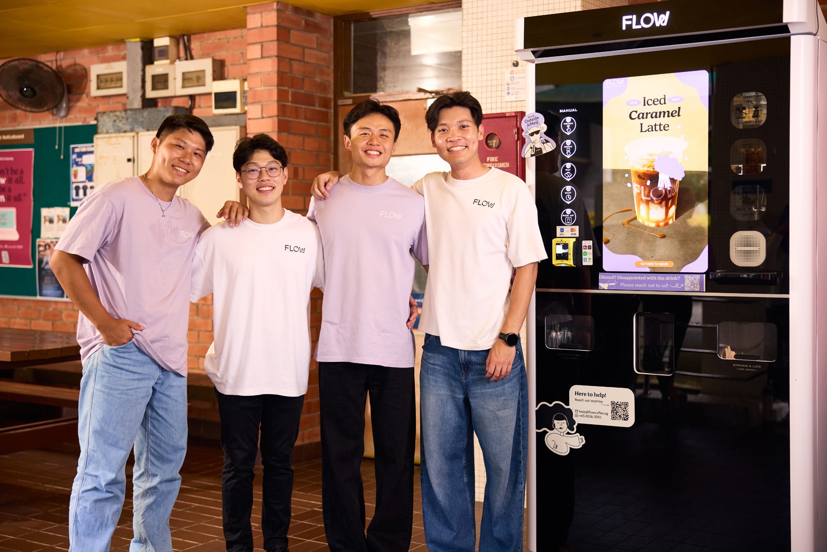 The Flow Coffee founding team with their flagship machine.